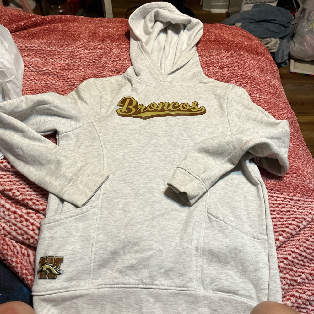 Broncos Light Gray Hoodie with Logo